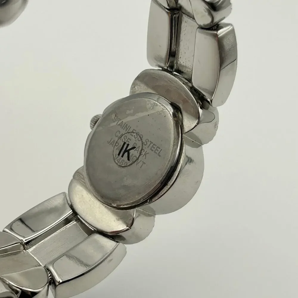 Black Mother Pearl Black And Silvertone Cuff Bracelet Watch Working New Battery